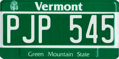 VT license plate PJP545