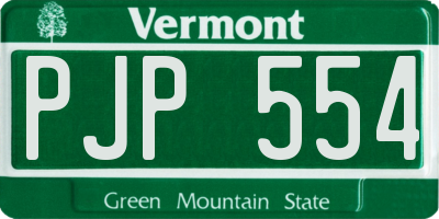 VT license plate PJP554