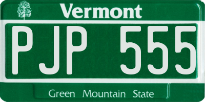 VT license plate PJP555