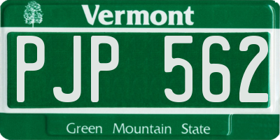 VT license plate PJP562