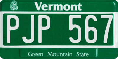 VT license plate PJP567