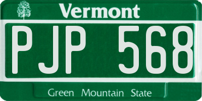 VT license plate PJP568
