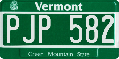 VT license plate PJP582