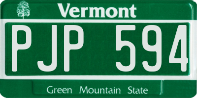 VT license plate PJP594