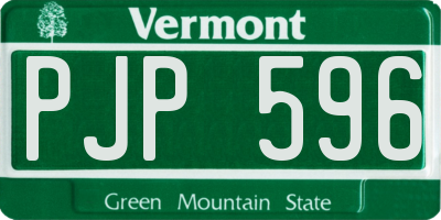 VT license plate PJP596