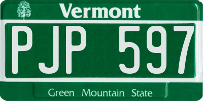 VT license plate PJP597