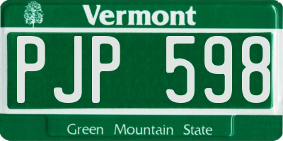 VT license plate PJP598