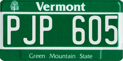 VT license plate PJP605
