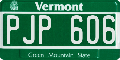 VT license plate PJP606