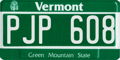 VT license plate PJP608