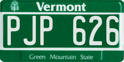 VT license plate PJP626