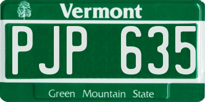 VT license plate PJP635
