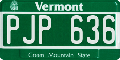 VT license plate PJP636
