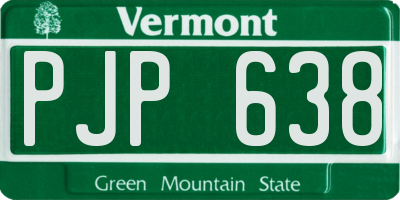 VT license plate PJP638