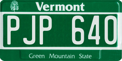 VT license plate PJP640