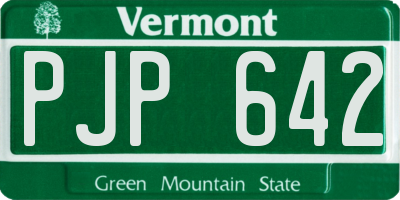 VT license plate PJP642