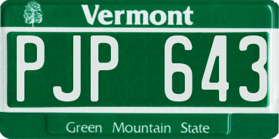 VT license plate PJP643