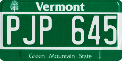 VT license plate PJP645