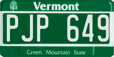 VT license plate PJP649