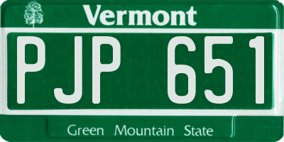 VT license plate PJP651