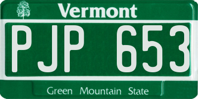VT license plate PJP653