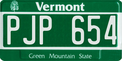 VT license plate PJP654