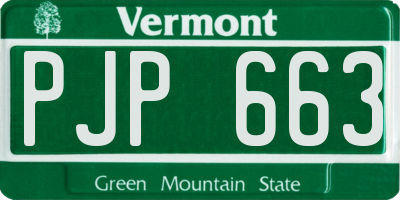 VT license plate PJP663