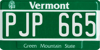 VT license plate PJP665