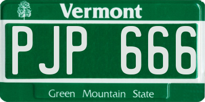 VT license plate PJP666