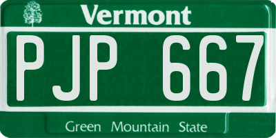 VT license plate PJP667