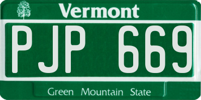 VT license plate PJP669