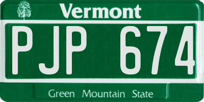 VT license plate PJP674
