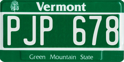 VT license plate PJP678