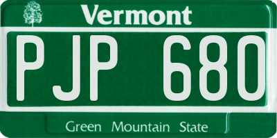 VT license plate PJP680