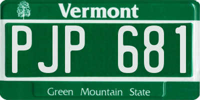 VT license plate PJP681