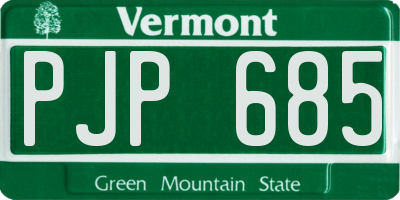 VT license plate PJP685