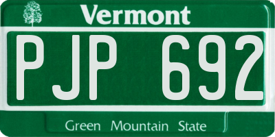 VT license plate PJP692