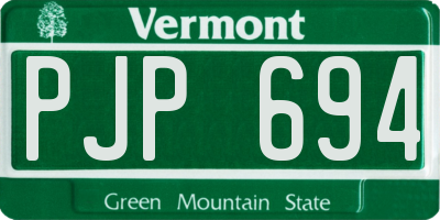 VT license plate PJP694