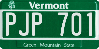 VT license plate PJP701