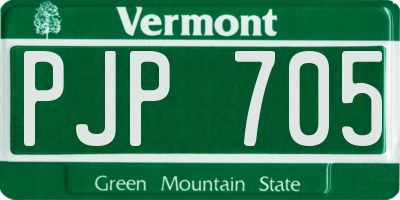 VT license plate PJP705