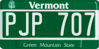 VT license plate PJP707