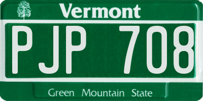 VT license plate PJP708