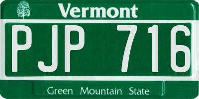 VT license plate PJP716