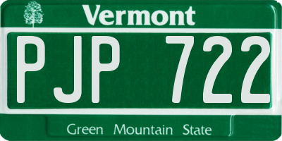 VT license plate PJP722