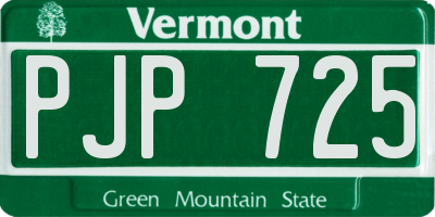 VT license plate PJP725