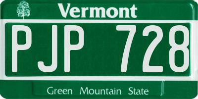 VT license plate PJP728
