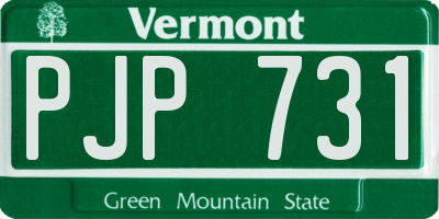 VT license plate PJP731