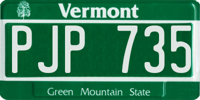 VT license plate PJP735