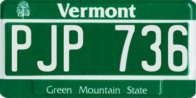 VT license plate PJP736