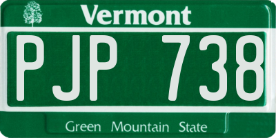 VT license plate PJP738